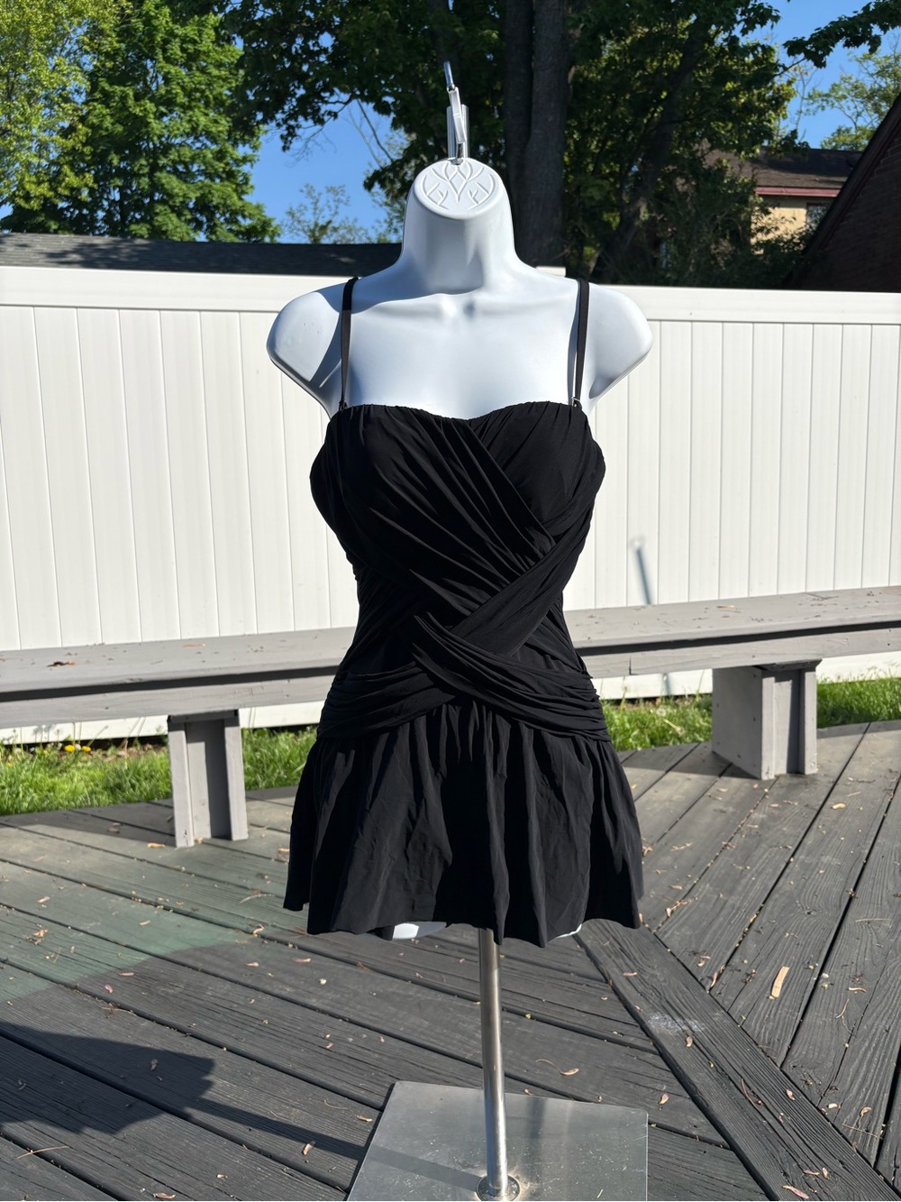 Gottex Black Ruched Swimdress with Skirted Hem